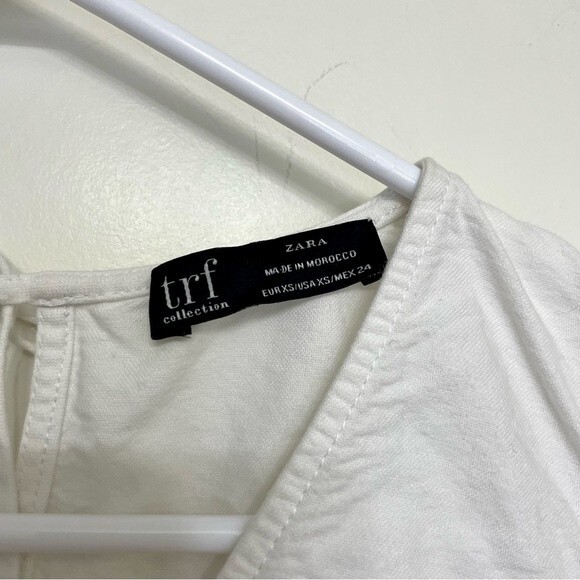 Zara Trf White Babydoll Plunge V-Neck Tiered Sleeveless Top - Picture 3 of 5